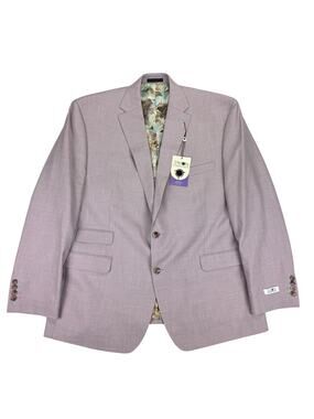 Tayion Mens Agordy Regular Fit Windowpane Suit Jacket Pink Blue 46R